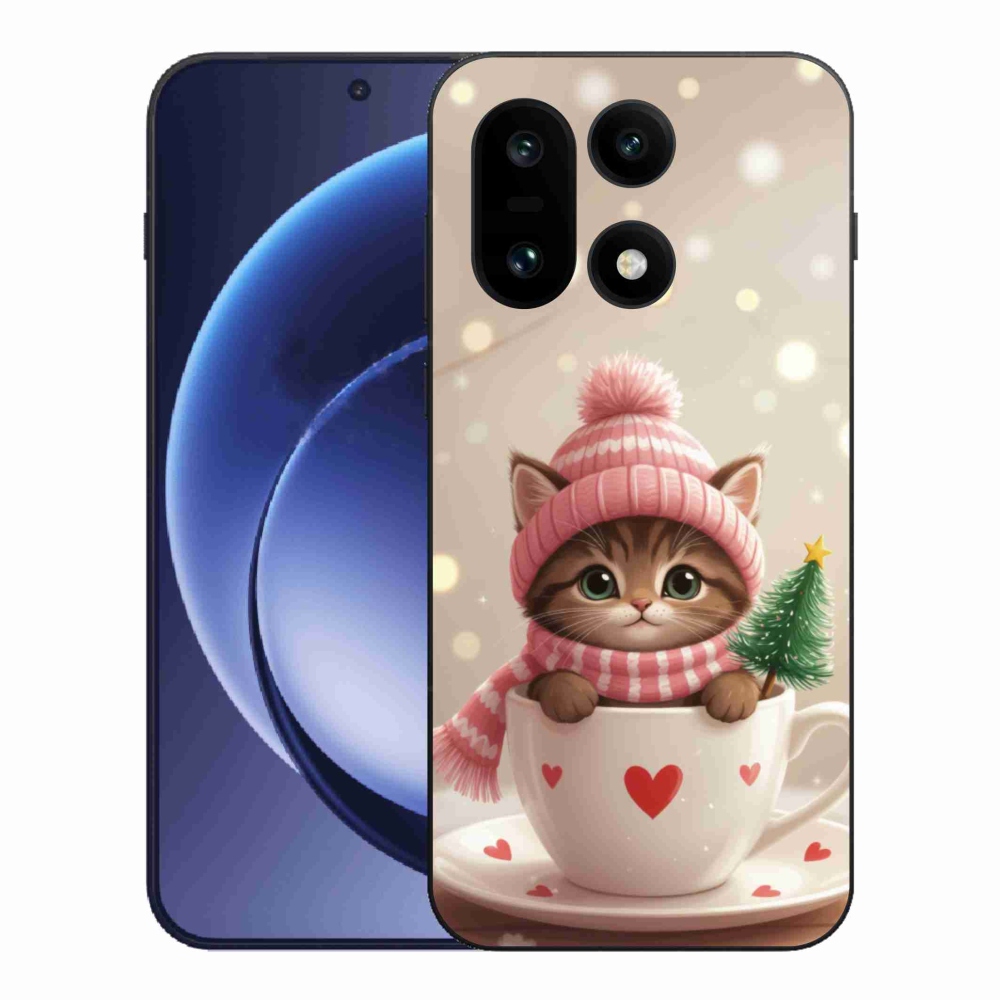 Zselés borító mmCase for One Plus 15 - Karácsonyi cica a csészében