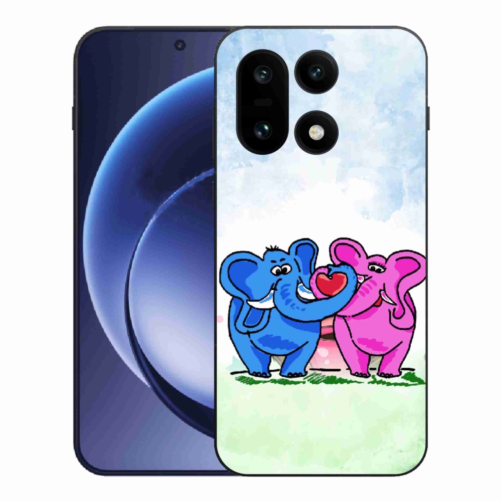Zselés borítás mmCase a One Plus 15 készülékhez - szerelmes elefántok