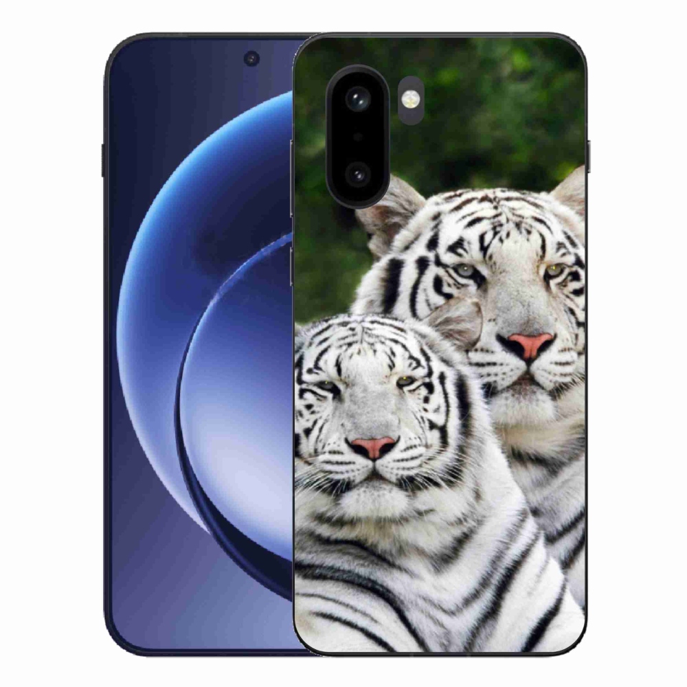 Zselés tok mmCase a One Plus 15R készülékhez - fehér tigrisek