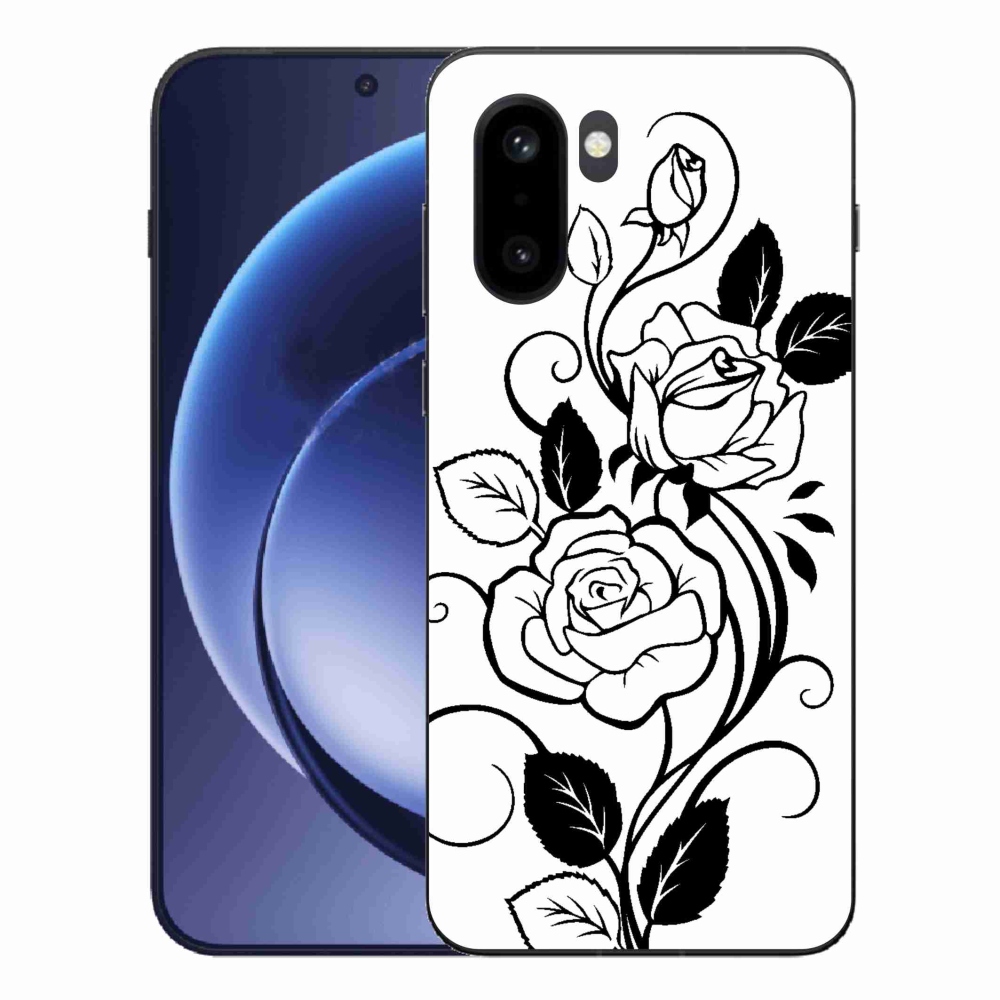 Zselés borítás mmCase a One Plus 15R készülékhez - fekete és fehér rózsa