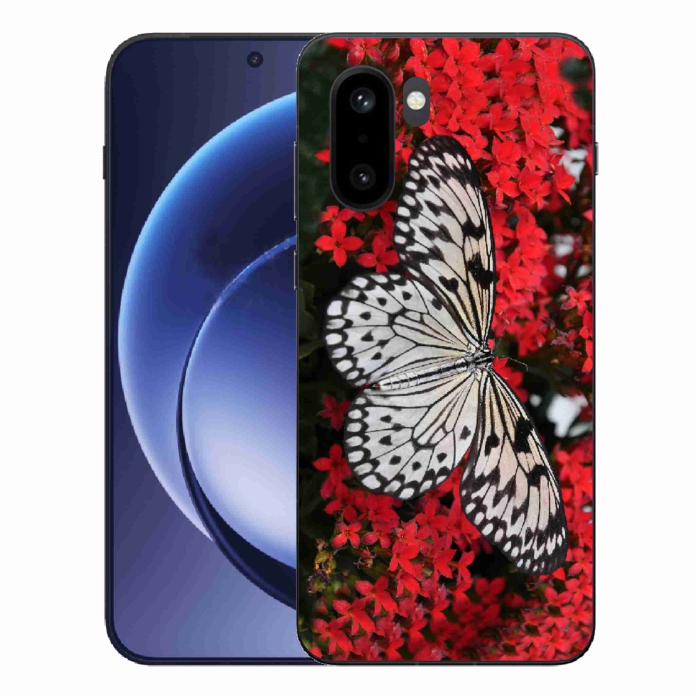 Zselés tok mmCase a One Plus 15R készülékhez - fekete-fehér pillangó 1