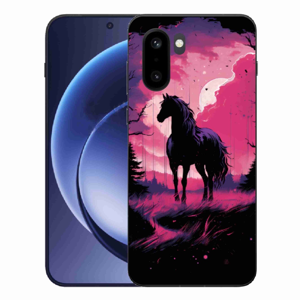 Zselés tok mmCase a One Plus 15R-hez - fekete rajzfilm ló 1