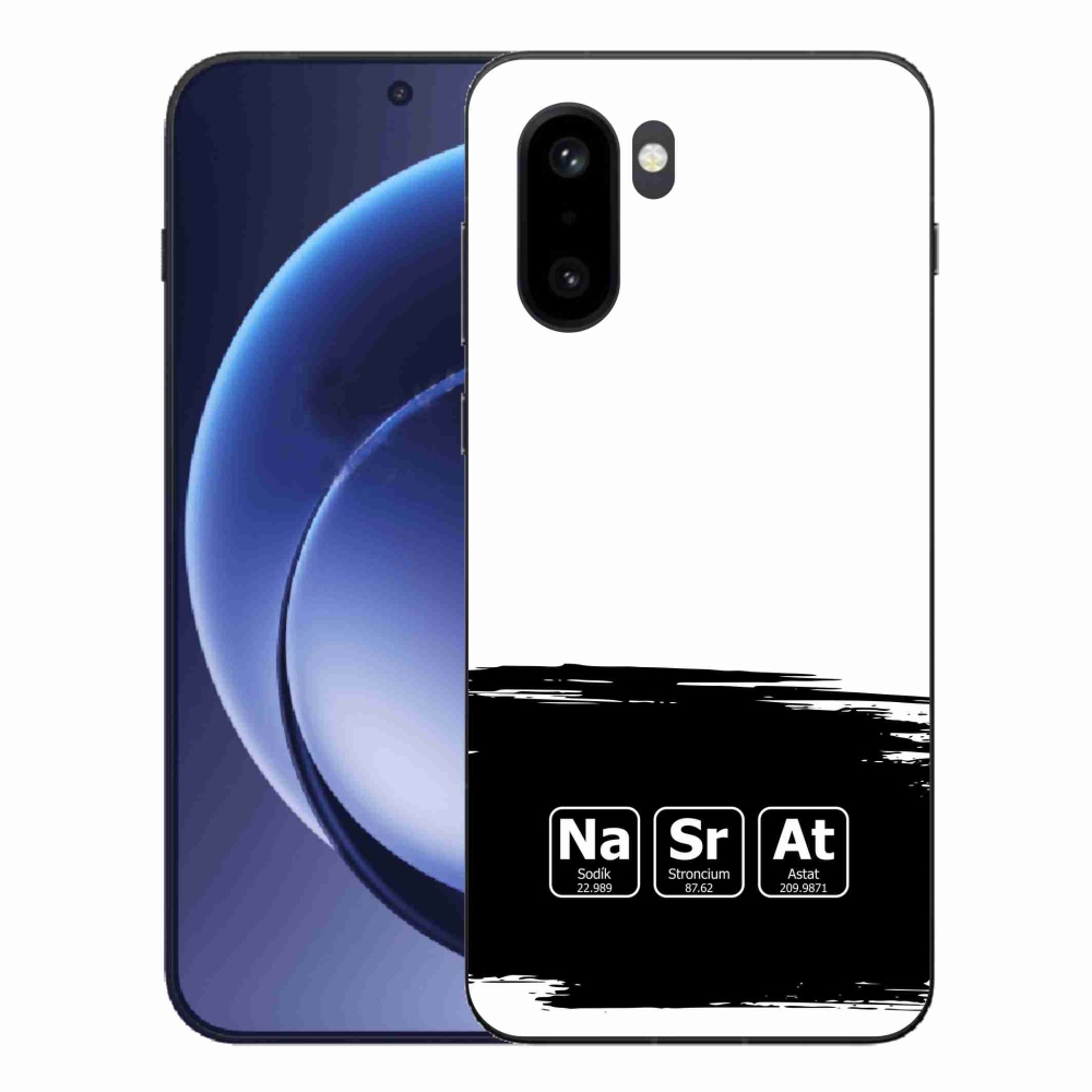 Gél borítás mmCase on One Plus 15R - kémiai elemek fekete és fehér háttérrel