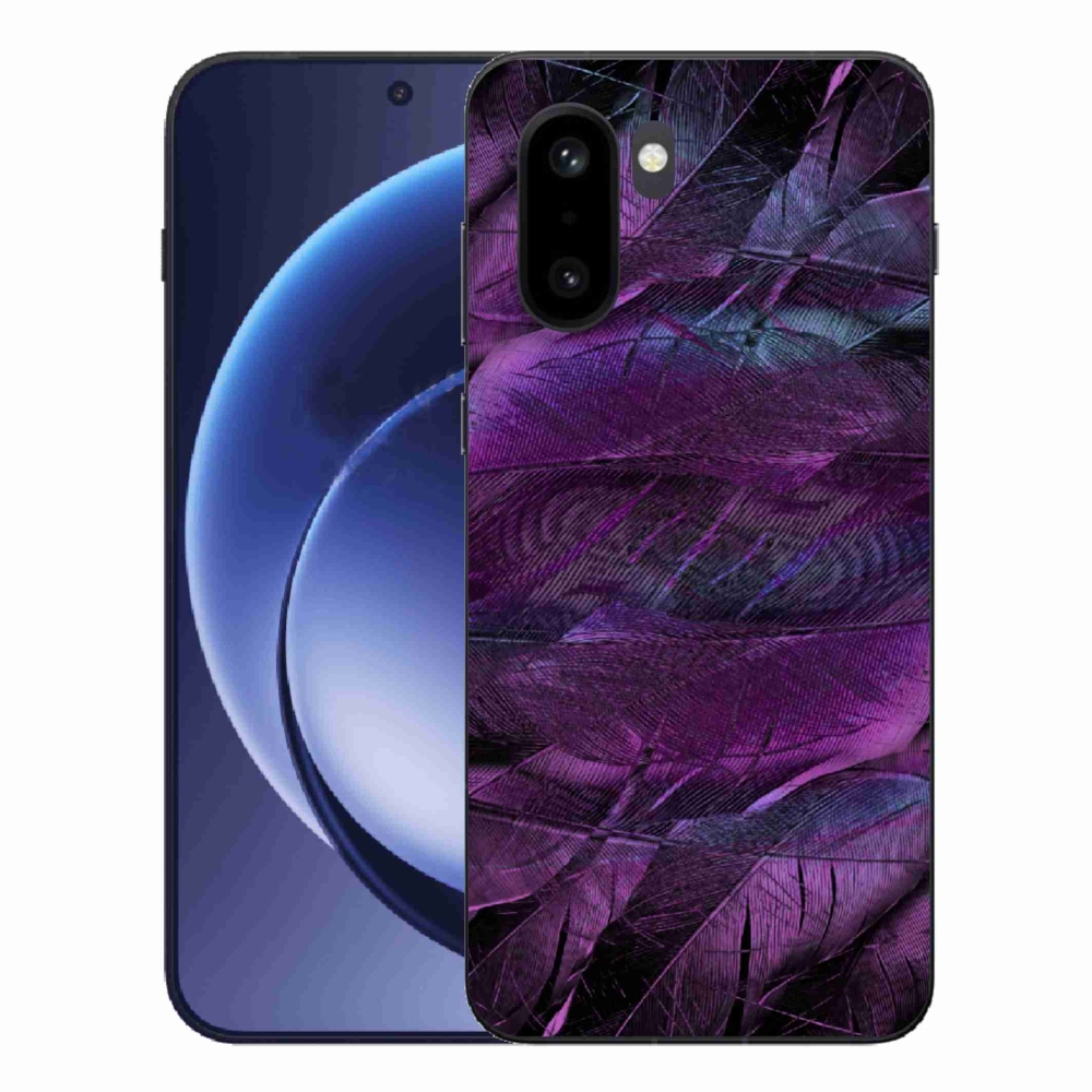 Zselés tok mmCase One Plus 15R készülékhez - lila tollak