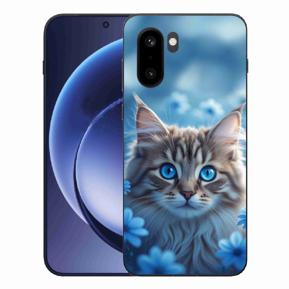 Zselés borítás mmCase One Plus 15R készülékhez - kék virágos cica
