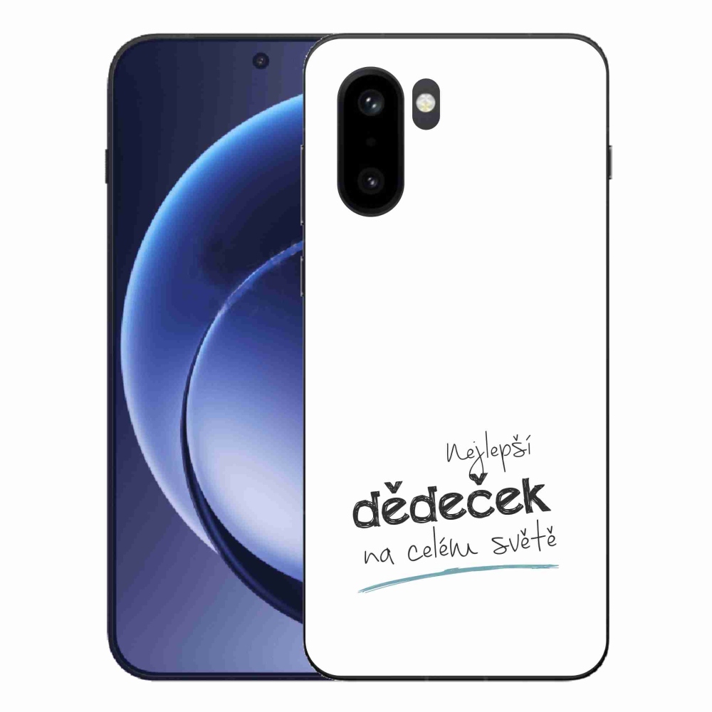 Zselés borítás mmCase a One Plus 15R-en - legjobb nagyapa 3 fehér háttérrel