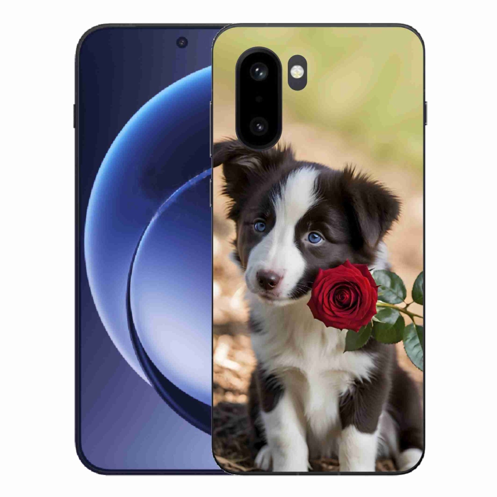 Zselés borítás mmCase for One Plus 15R - aranyos border collie rózsával