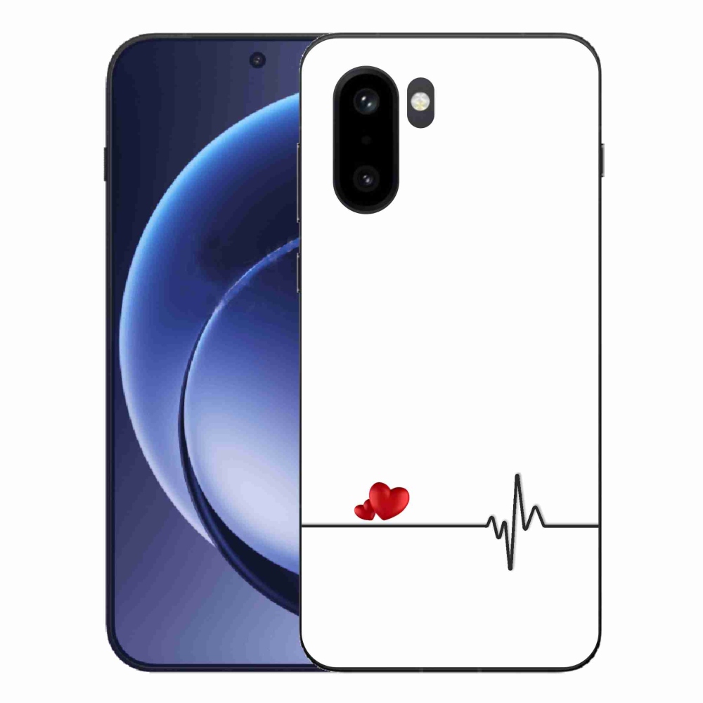 Gél borító mmCase a One Plus 15R készülékre - szív és szívverés fehér háttérrel