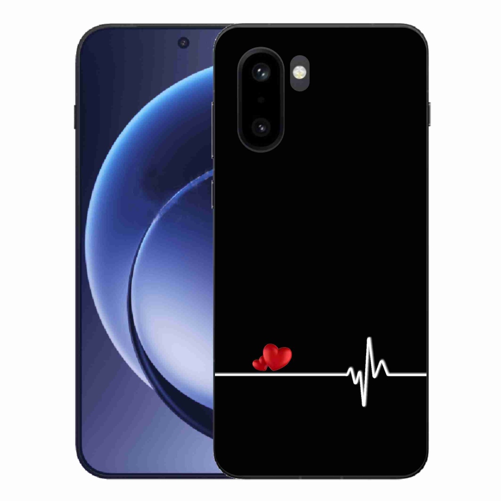 Gél borító mmCase a One Plus 15R készülékre - szív és szívverés fekete háttérrel