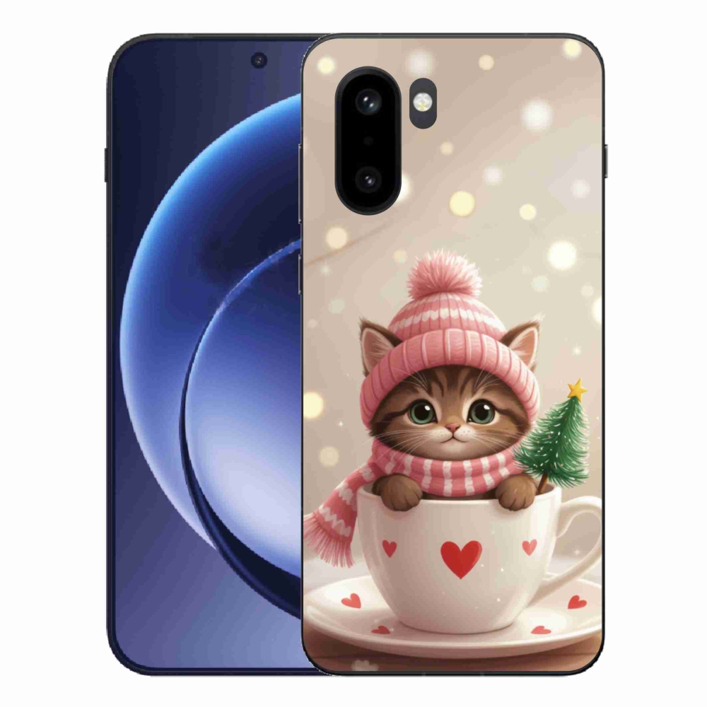 Zselés borítás mmCase for One Plus 15R - Karácsonyi cica a csészében