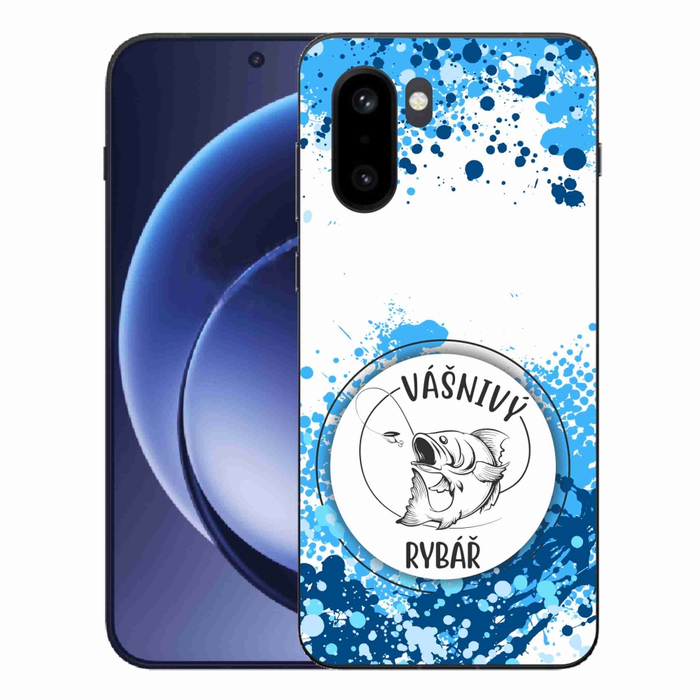 Zselés borítás mmCase a One Plus 15R-en - szenvedélyes halász fehér háttérrel