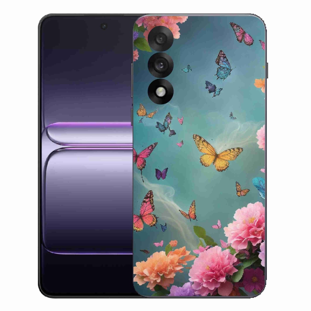 Gél borítás mmCase a One Plus Nord 5 készülékre - színes virágok és pillangók