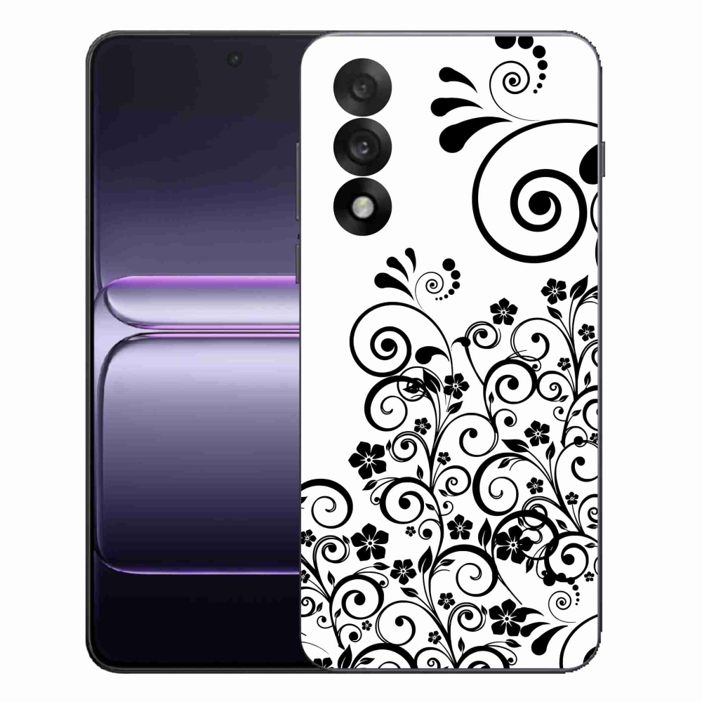 Gél borítás mmCase One Plus Nord 5 - fekete-fehér virágminták