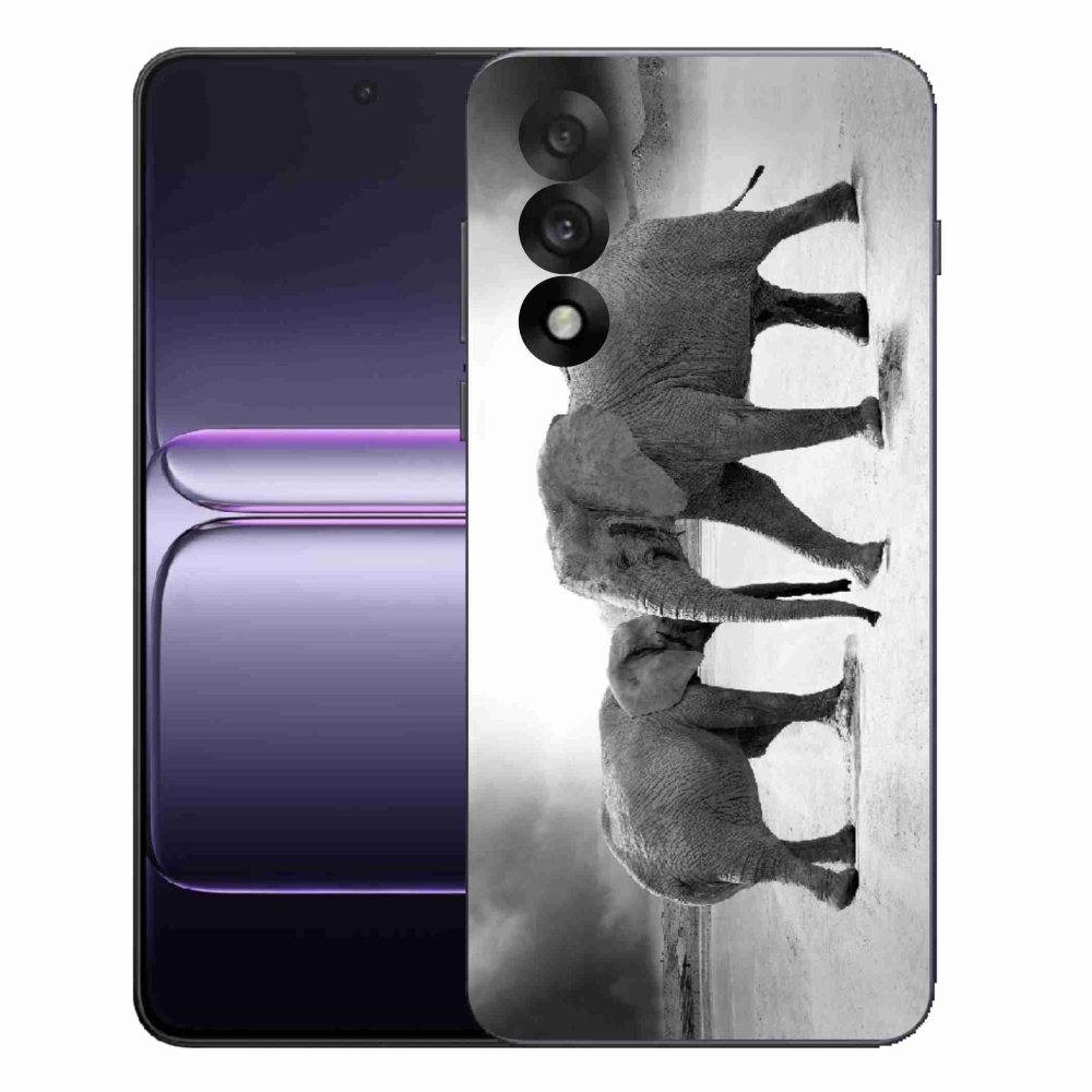 Gél borítás mmCase a One Plus Nord 5 készülékre - fekete és fehér elefántok