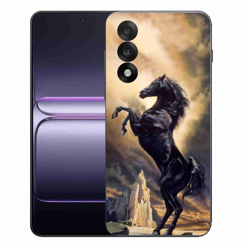 Gél borítás mmCase a One Plus Nord 5 készülékhez - fekete rajzfilm ló