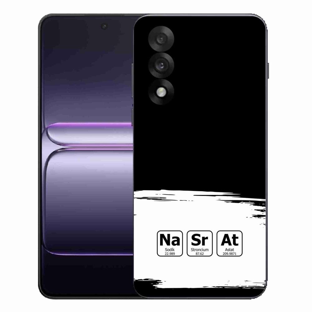 Gél borítás mmCase a One Plus Nord 5-re - kémiai elemek fehér és fekete háttérrel