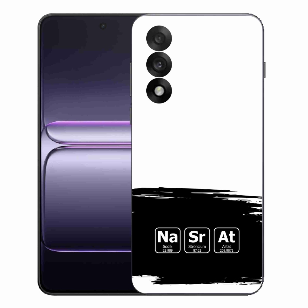Gél borító mmCase a One Plus Nord 5-re - kémiai elemek fekete és fehér háttérrel