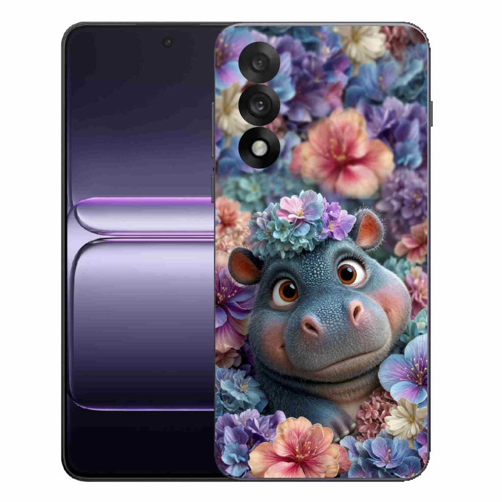 Zselés borító mmCase a One Plus Nord 5 készülékhez - víziló virágokban