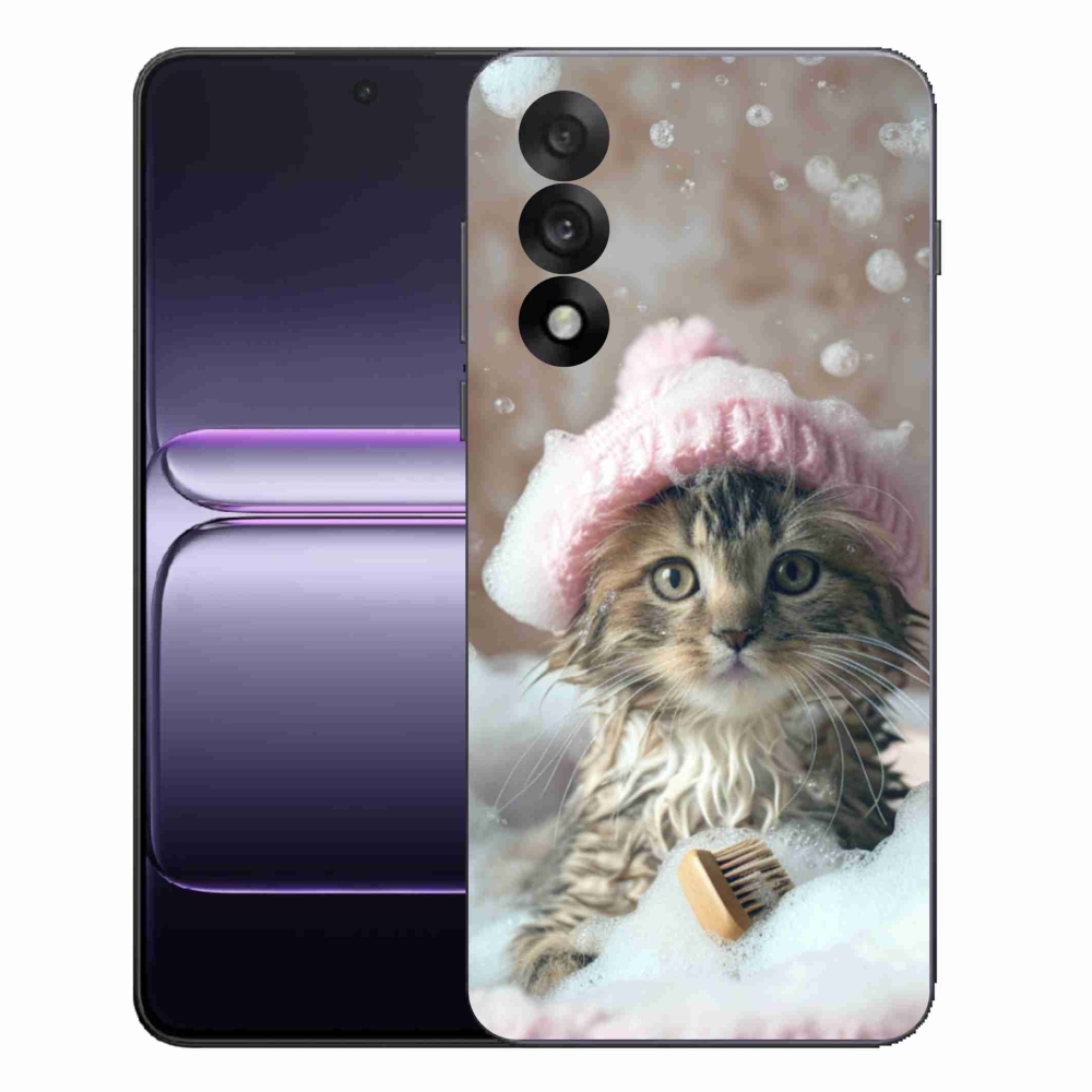 Zselés borítás mmCase a One Plus Nord 5 számára - cica és fürdés