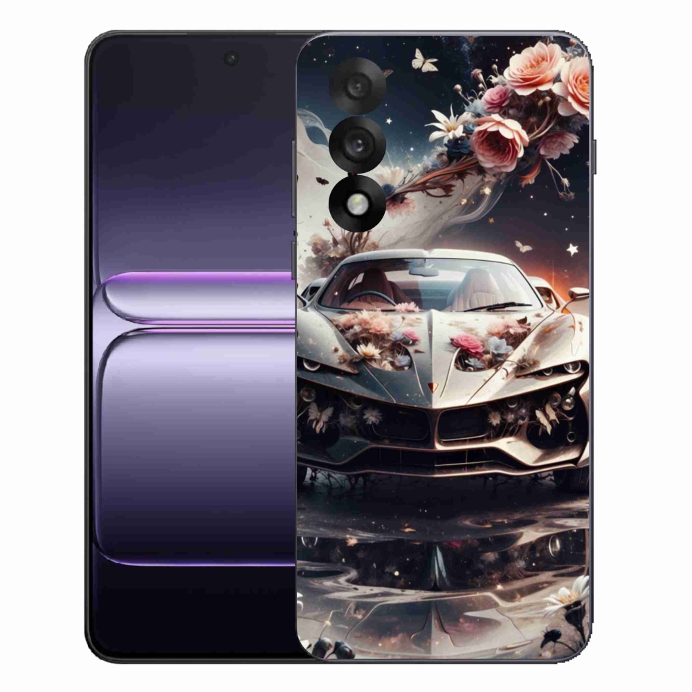 Gél borítás mmCase a One Plus Nord 5 számára - virágos sportkocsi