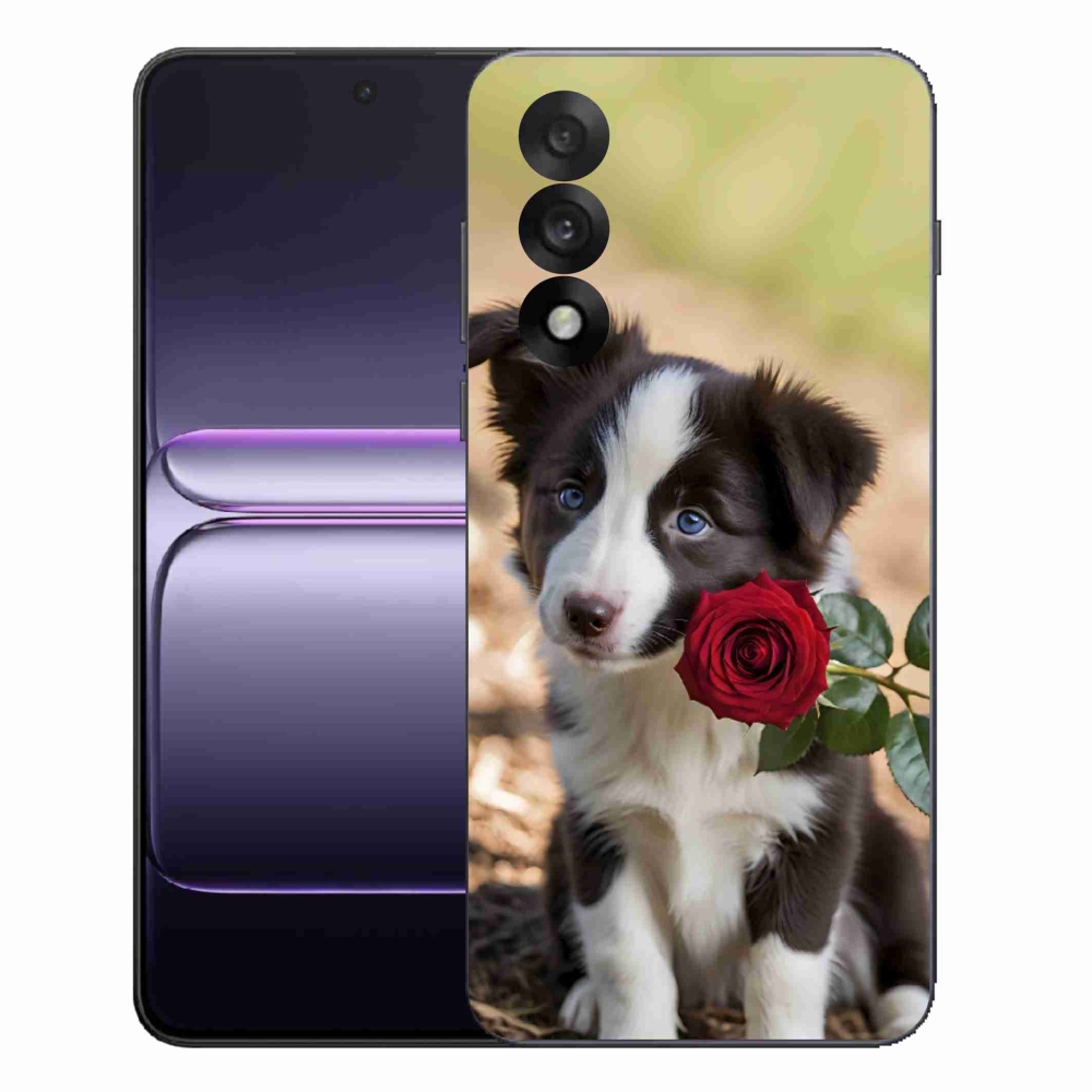 Gél borító mmCase a One Plus Nord 5 készülékhez - aranyos border collie rózsával