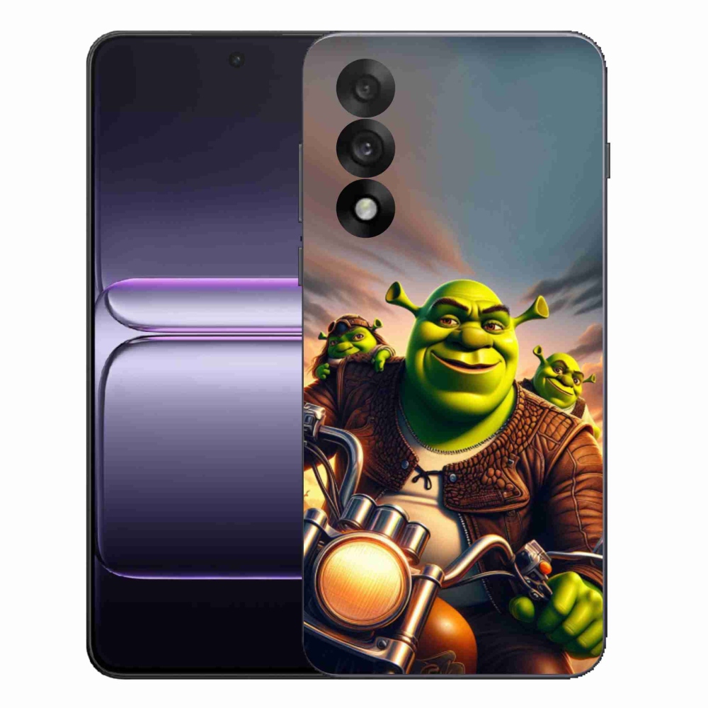 Zselés borítás mmCase a One Plus Nord 5 számára - Shrek egy motorkerékpáron