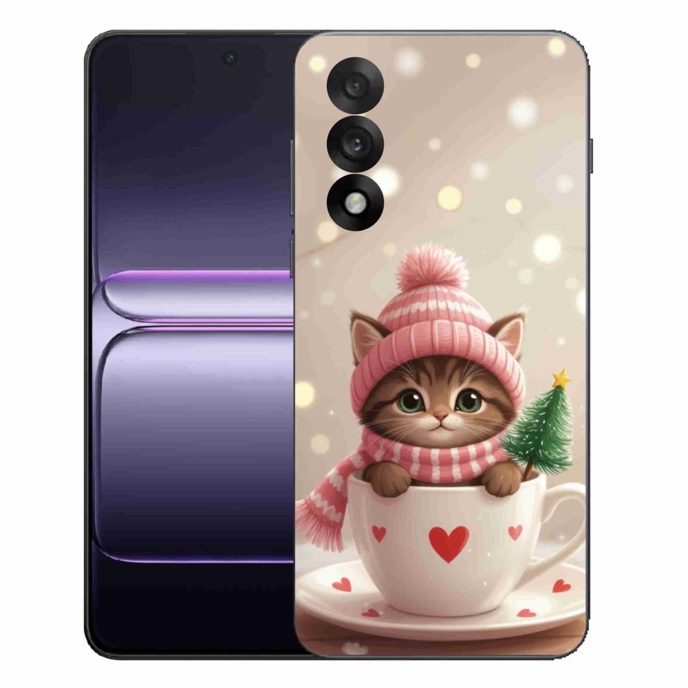 Zselés borítás mmCase a One Plus Nord 5 készülékhez - Karácsonyi cica a csészében