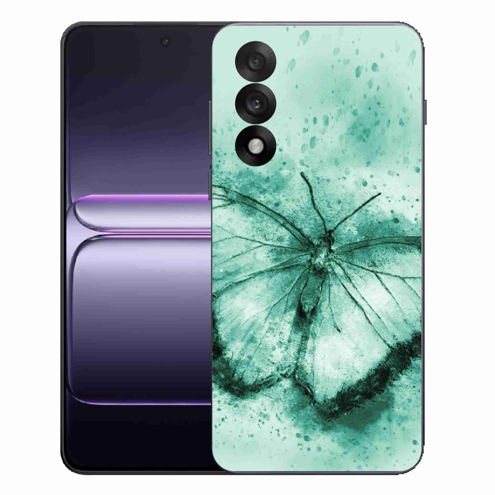 Zselés tok mmCase a One Plus Nord 5 készülékhez - zöld pillangó