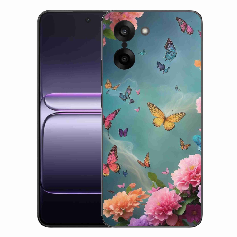 Gél borító mmCase a One Plus Nord CE5 készülékhez - színes virágok és pillangók