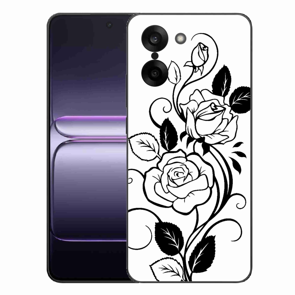 Zselés borítás mmCase a One Plus Nord CE5 készülékre - fekete és fehér rózsa