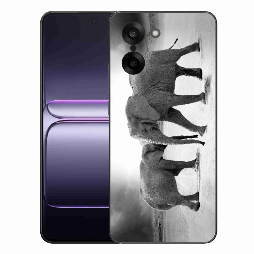 Zselés borítás mmCase a One Plus Nord CE5 készülékhez - fekete és fehér elefántok