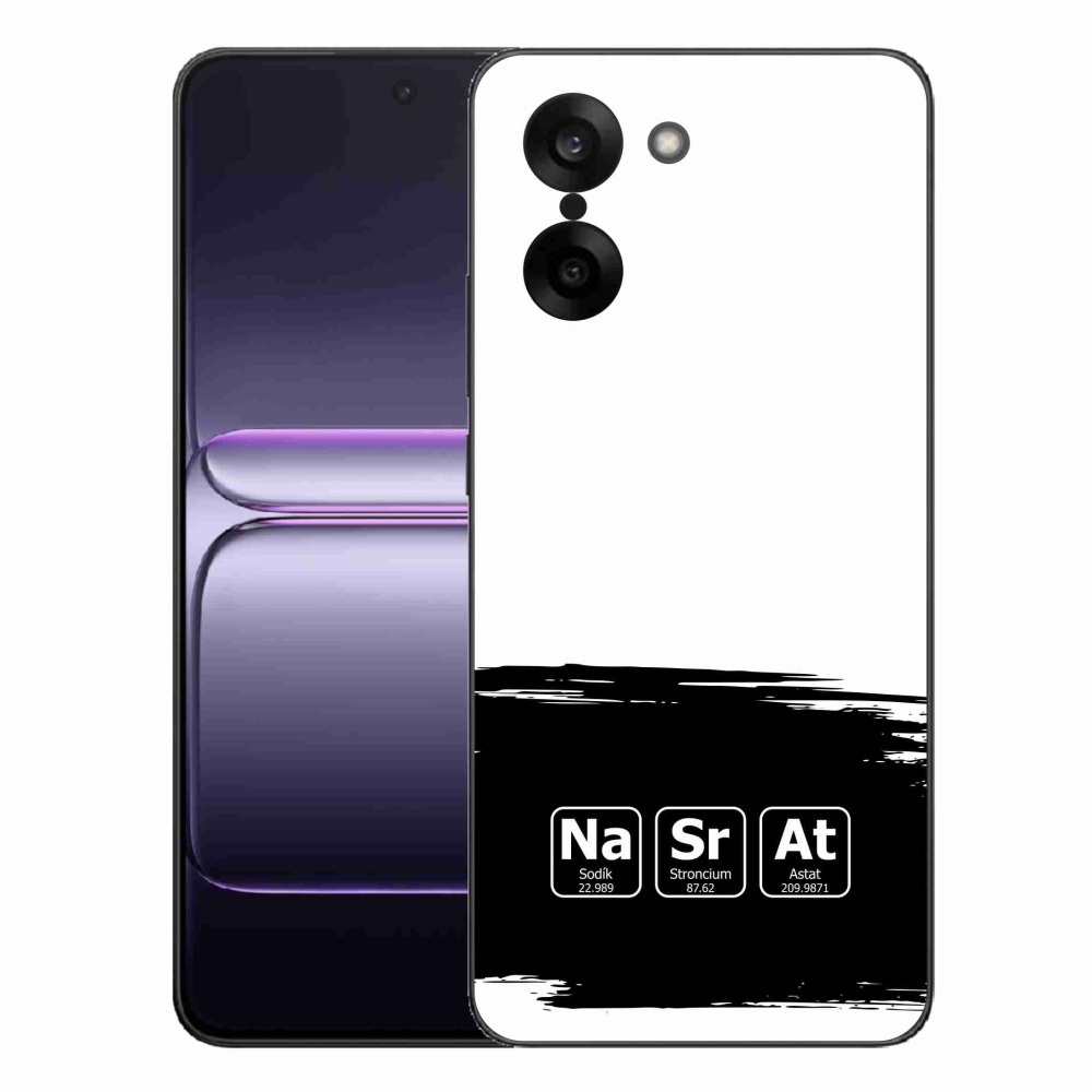 Gél borítás mmCase a One Plus Nord CE5 készülékre - kémiai elemek fekete és fehér háttérrel