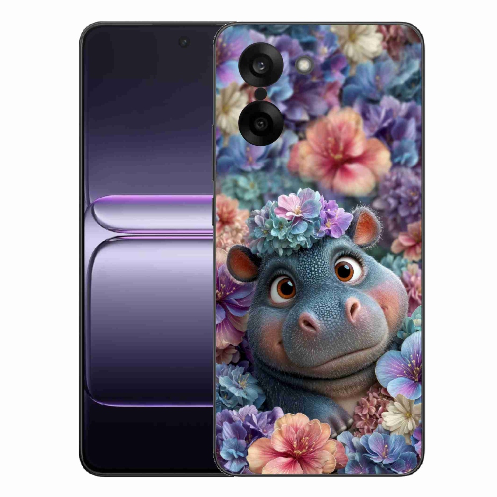 Zselés borító mmCase a One Plus Nord CE5 készülékhez - víziló virágokban
