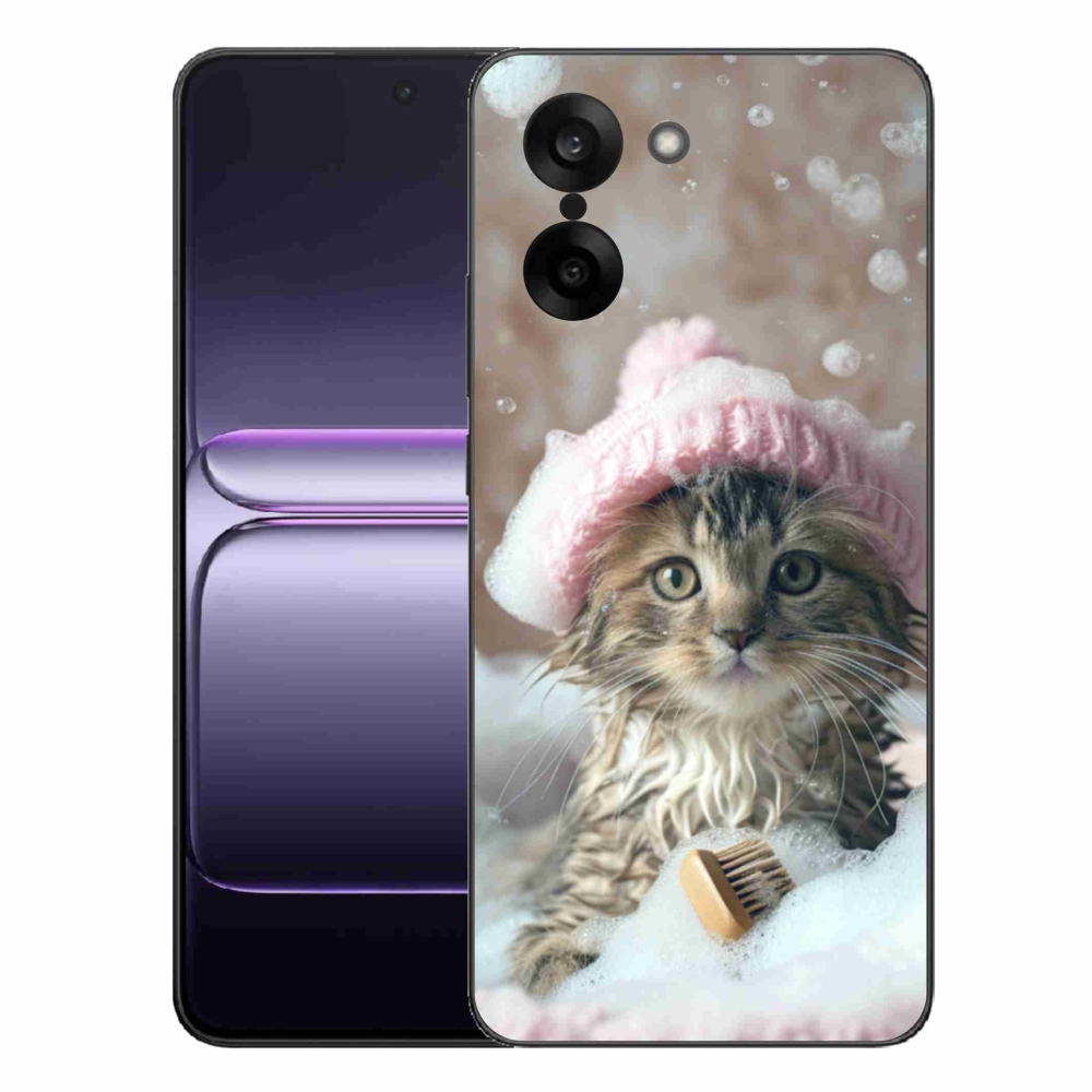 Zselés borítás mmCase a One Plus Nord CE5-hez - cica és fürdés