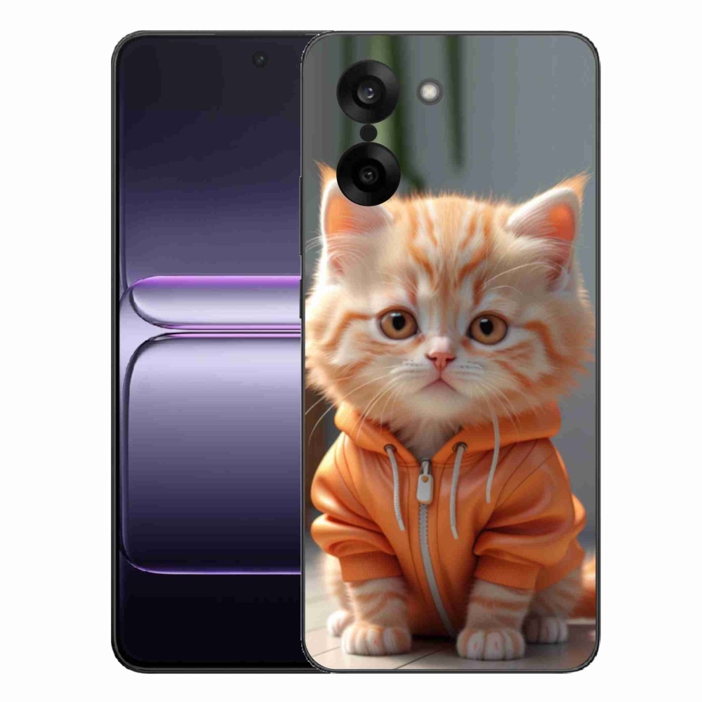 Zselés borítás mmCase a One Plus Nord CE5 készülékhez - cica kapucnis pulóverben