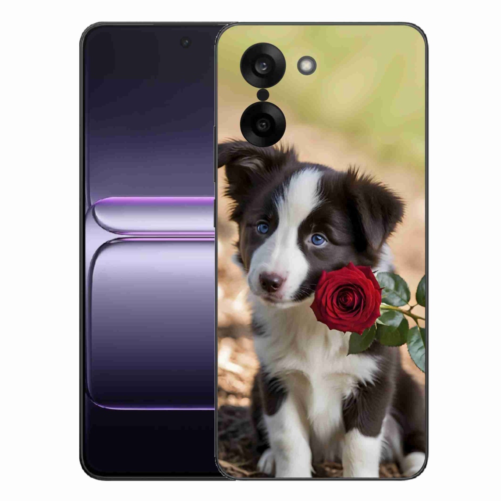 Zselés borító mmCase a One Plus Nord CE5 készülékhez - aranyos border collie rózsával