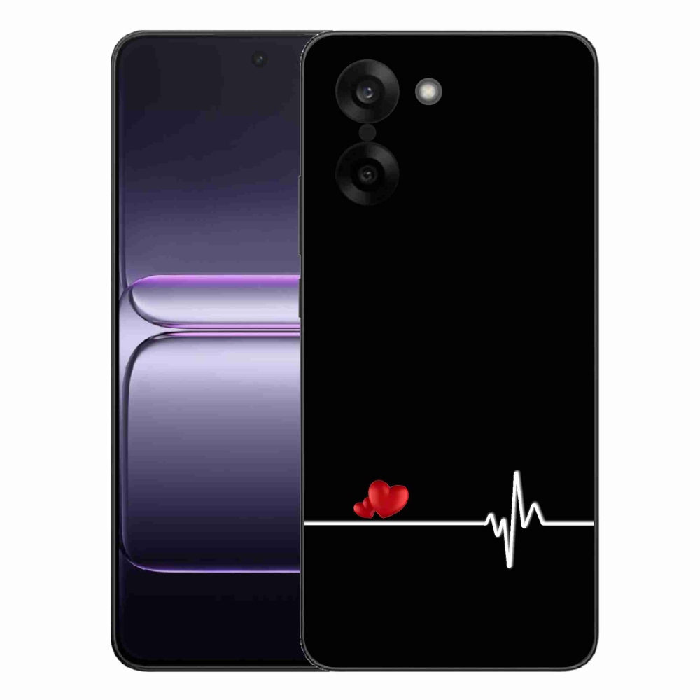 Gél borító mmCase a One Plus Nord CE5-ön - szív és szívverés fekete háttérrel