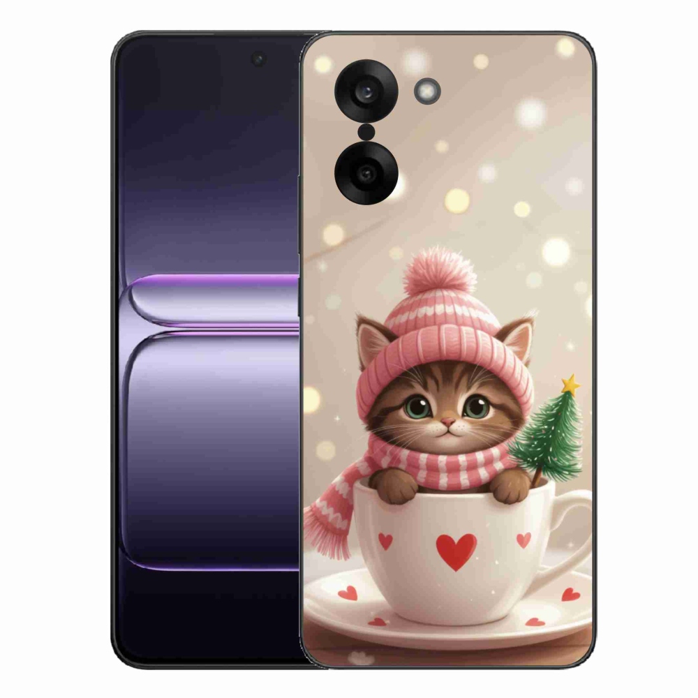 Zselés borítás mmCase a One Plus Nord CE5 készülékhez - Karácsonyi cica a csészében