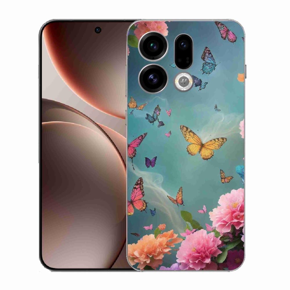 Gél borító mmCase az Oppo Find X9-hez - színes virágok és pillangók