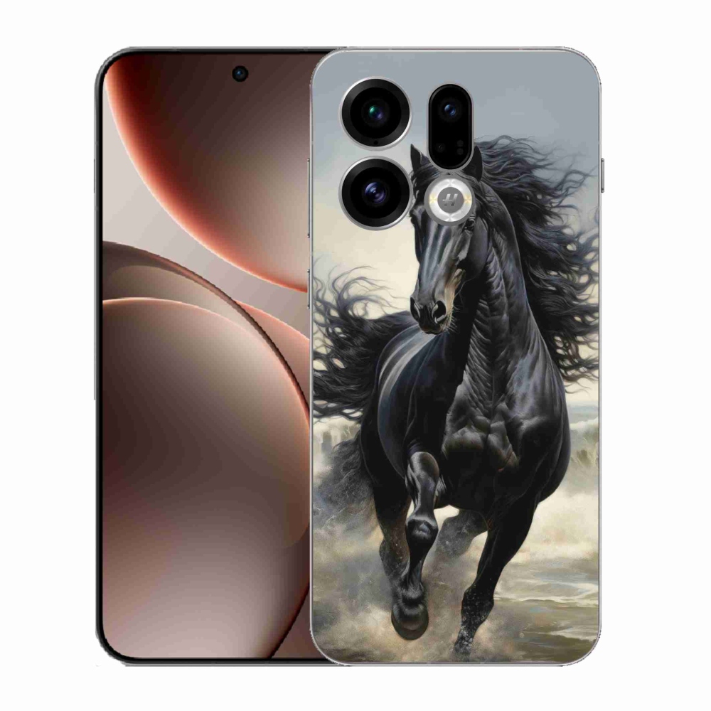 Gél borítás mmCase az Oppo Find X9-hez - futó fekete ló