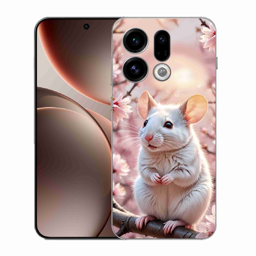 Gél borító mmCase az Oppo Find X9-hez - fehér egér az ágon