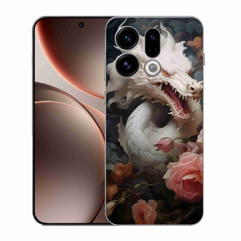 Gél borítás mmCase Oppo Find X9 - fehér sárkányhoz