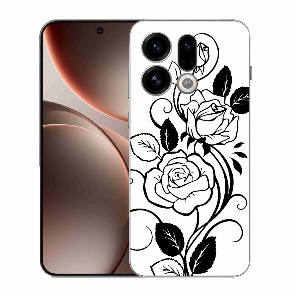 Gél borítás mmCase az Oppo Find X9-hez - fekete és fehér rózsa