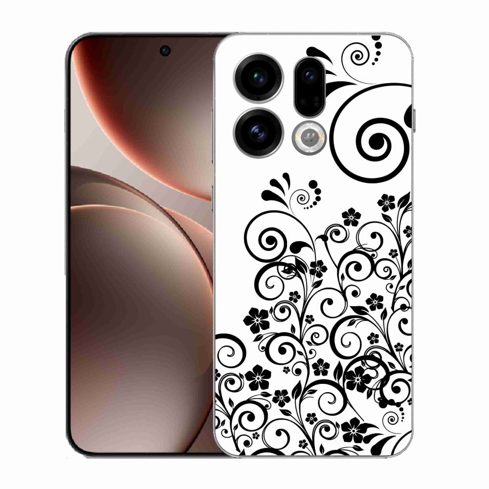 Gél borítás mmCase az Oppo Find X9-re - fekete és fehér virágminták
