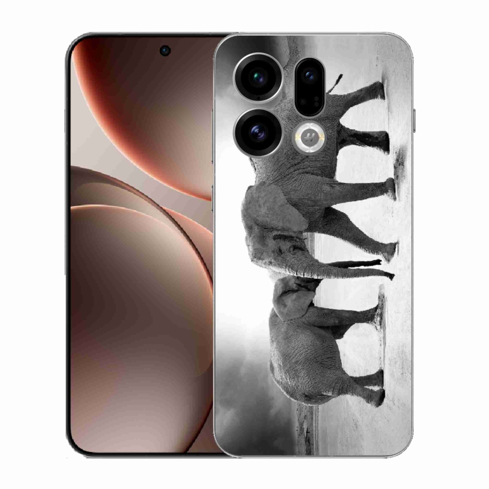 Gél borítás mmCase az Oppo Find X9-hez - fekete és fehér elefántok