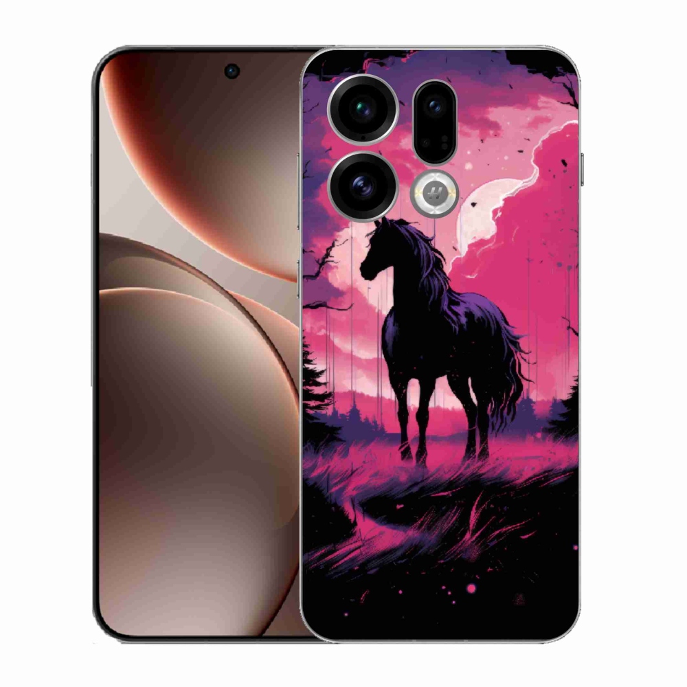 Gél borítás mmCase az Oppo Find X9-hez - fekete rajzfilm ló 1