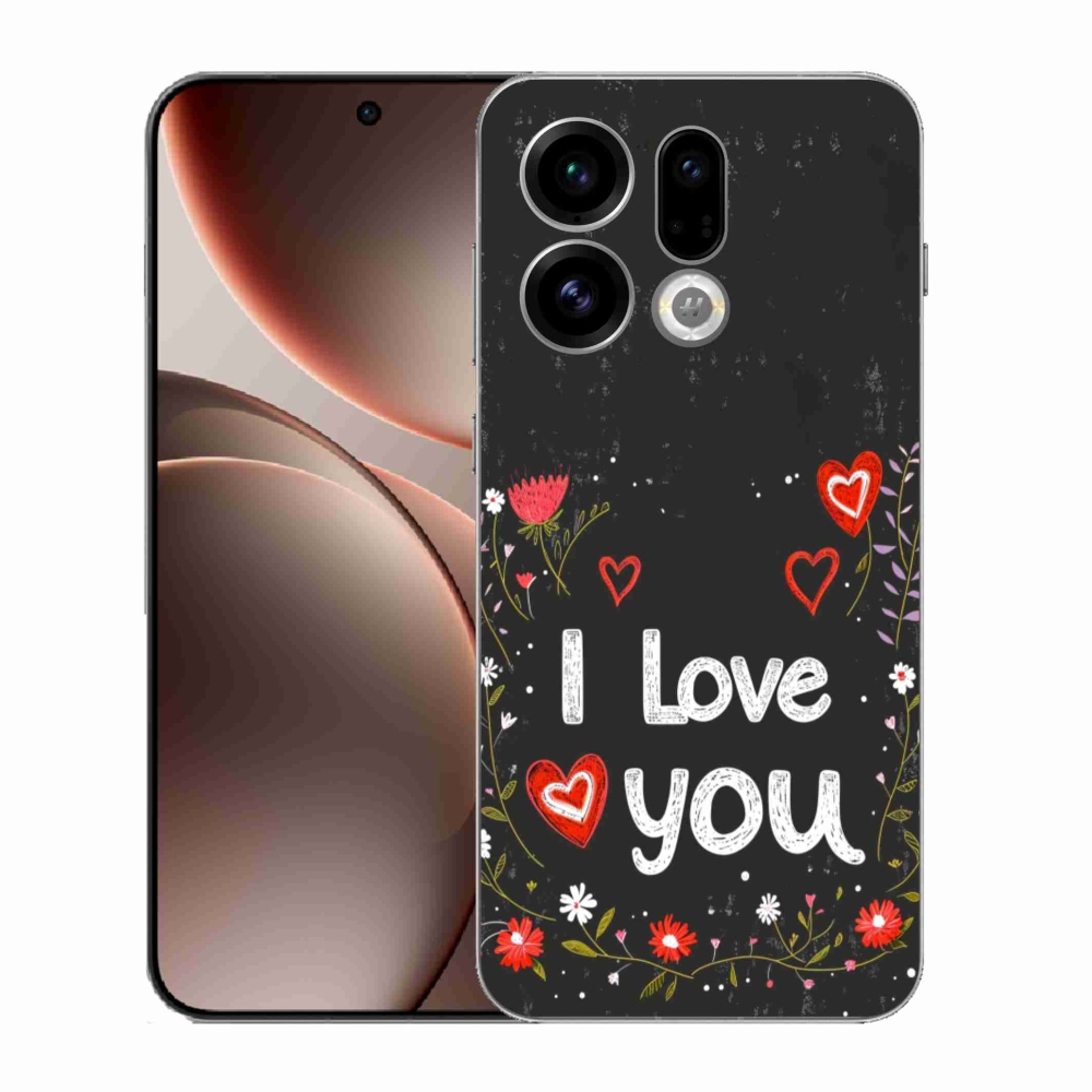 Gél borító mmCase az Oppo Find X9-hez - Szeretlek fekete háttérrel