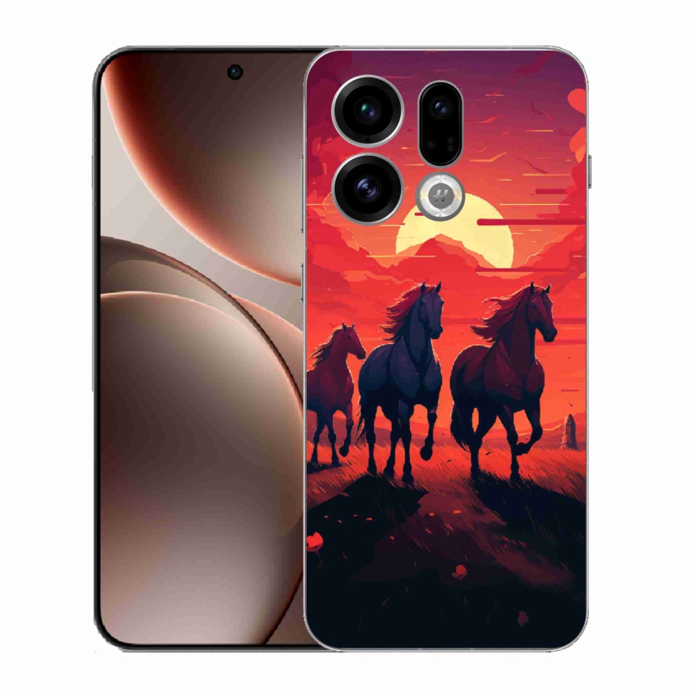 Gél borítás mmCase az Oppo Find X9-hez - lovak és naplemente
