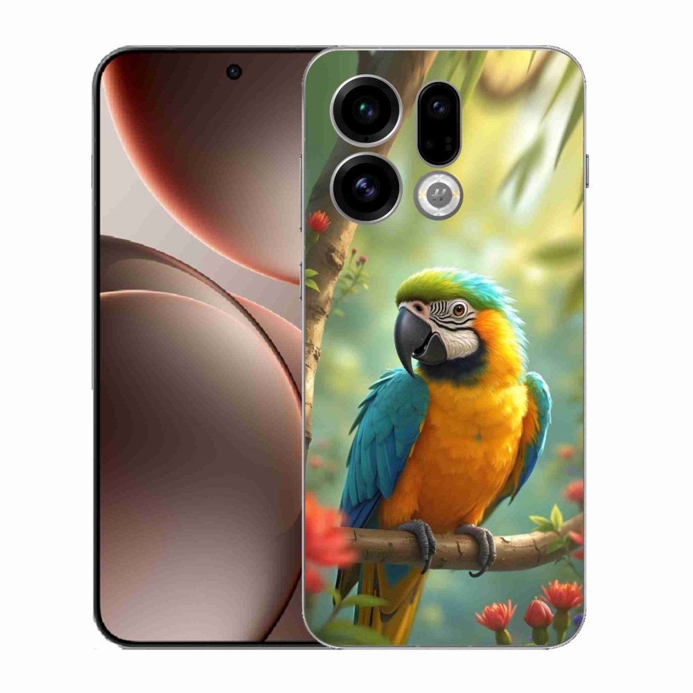 Gél borítás mmCase az Oppo Find X9-hez - papagáj ara kék és sárga