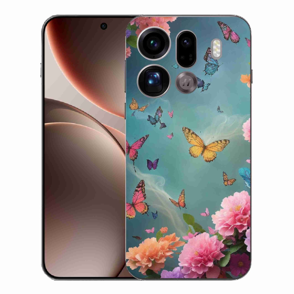 Gél borítás mmCase az Oppo Find X9 Pro számára - színes virágok és pillangók
